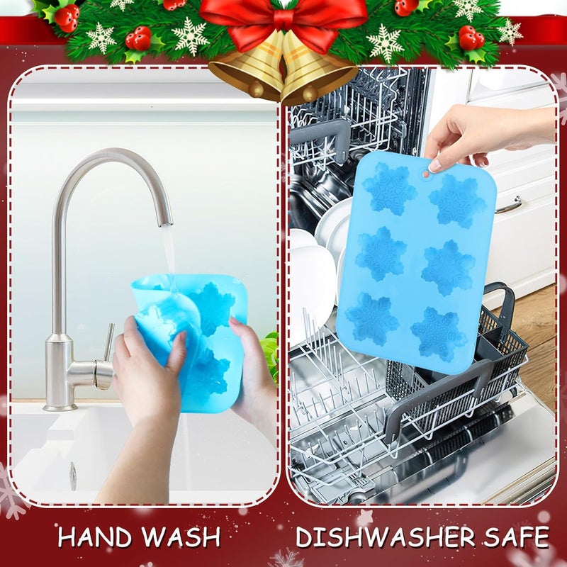 BOARDFEB Snowflake Molds, 3Pcs Christmas Silicone Cake Trays 3D Snowflake Cookie Soap Reusable Non Stick Chocolate Molds for Christmas Muffin Jelly Ice Cube Making Winter Party Home Decorations - Image 5